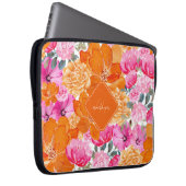 Rosa und orange lebendige Sommergarten Monogram Bl Laptopschutzhülle (Vorne Rechts)