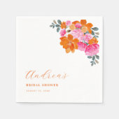 Rosa und orange lebhaftes Sommerblumengebirge Brau Serviette (Vorderseite)