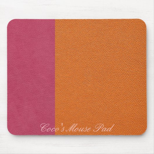 Rosa und orange lederner Blick Mousepad (Vorne)