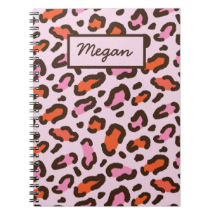 Rosa und orange Leoparden-Tierdruck Name Notizblock