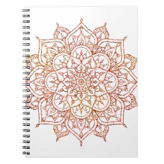 Rosa und Orange Mandala auf weißem Glam Notizblock (Vorderseite)