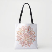 Rosa und Orange Mandala auf weißem Glam Tasche (Vorderseite)