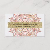 Rosa und Orange Mandala auf weißem Glam Visitenkarte (Rückseite)