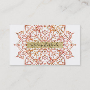 Rosa und orange Mandala auf weißem Glamour Visitenkarte