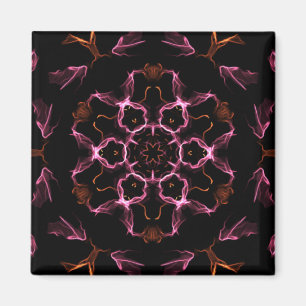 Rosa und Orange Mandala im schwarzen Hintergrund Magnet