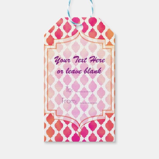 Rosa und orange marokkanische Moderne Gefallen Geschenkanhänger (Vorderseite)