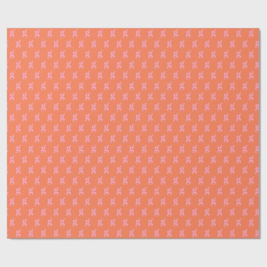 Rosa und Orange Mit Monogramm Initial Einfach Nied Geschenkpapier (Flach)