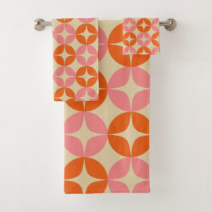 Rosa und orange Mitte- des Badhandtuch Set