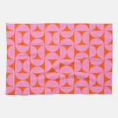 Rosa und orange Mitte des Jahrhunderts Modernes Mu Geschirrtuch (Horizontal)