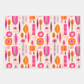 Rosa und orange Mitte Jahrhundert Abstraktes Muste Geschenkpapier Set (Vorderseite)