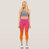 Rosa und Orange Ombre Capri Leggings (Vorderseite)