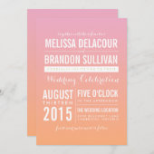 Rosa und orange Ombre Gradient Hochzeitseinladunge Einladung (Vorne/Hinten)