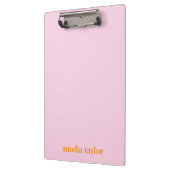 Rosa und orange personalisierter Lehrername Klemmbrett (Links)