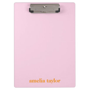 Rosa und orange personalisierter Lehrername Klemmbrett