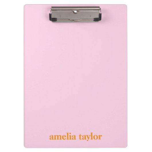 Rosa und orange personalisierter Lehrername Klemmbrett (Vorderseite)