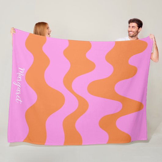 rosa und orange personalisierter Name Monogramm Fleecedecke (Beispiel)