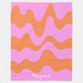 rosa und orange personalisierter Name Monogramm Fleecedecke (Vorderseite)