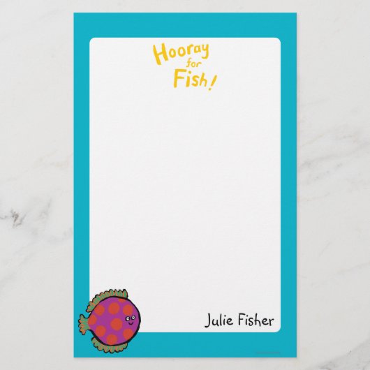 Rosa und Orange Polka-Dot-Fisch Briefpapier (Vorderseite)