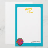 Rosa und Orange Polka-Dot-Fisch Briefpapier (Vorne/Hinten)