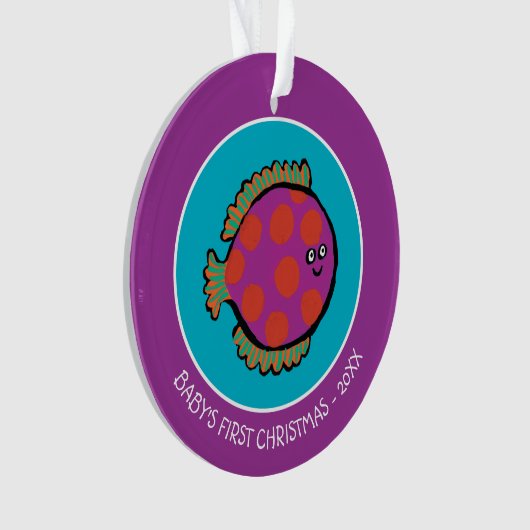 Rosa und Orange Polka-Dot Fisch Ornament (Vorderseite)