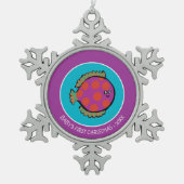 Rosa und Orange Polka-Dot Fisch Schneeflocken Zinn-Ornament (Vorderseite)