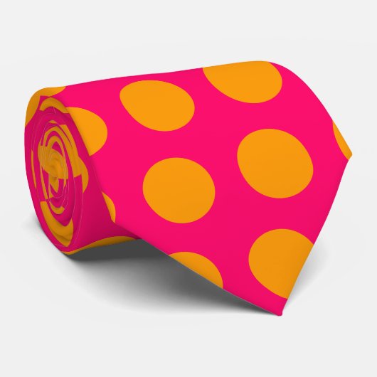 Rosa und Orange Polka Dot Krawatte (Gerollt)