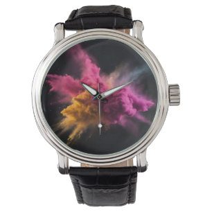 Rosa und Orange Powder Blast Armbanduhr