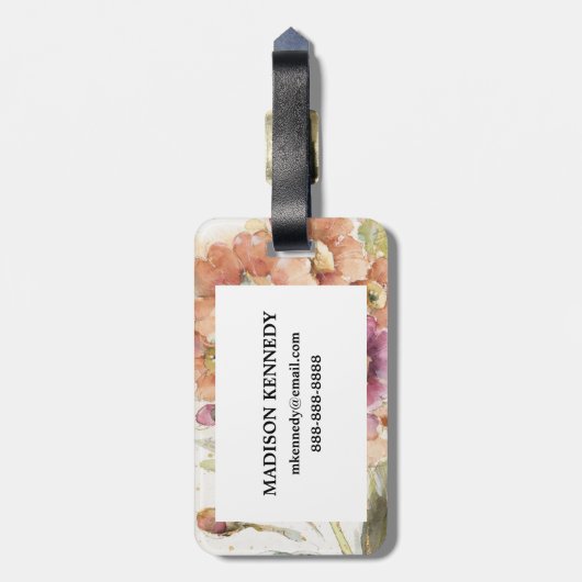 Rosa und Orange Primrose Gepäckanhänger (Rückseite vertikal)