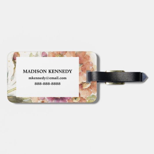 Rosa und Orange Primrose Gepäckanhänger (Rückseite horizontal)