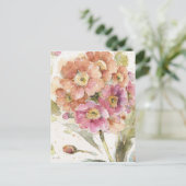 Rosa und Orange Primrose Postkarte (Stehend Vorderseite)