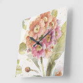 Rosa und Orange Primrose Quadratische Wanduhr (Winkel)