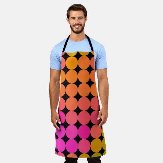 rosa und orange Punkte Schürze (Getragen)