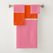 Rosa und orange Quadrate Badhandtuch Set (Insitu)