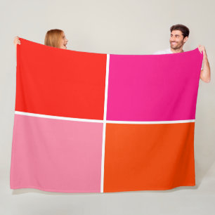 Rosa und orange Quadrate Fleecedecke