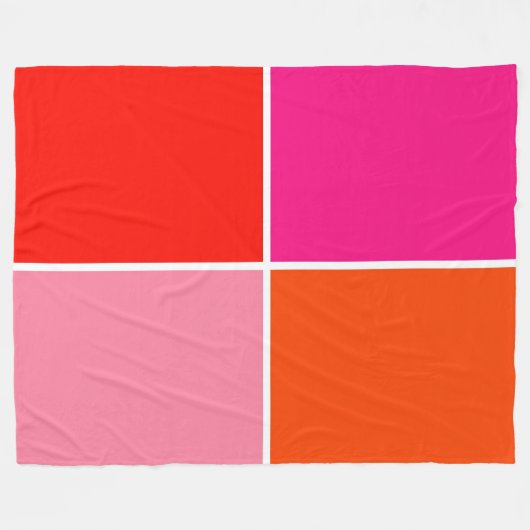 Rosa und orange Quadrate Fleecedecke (Vorderseite (Horizontal))