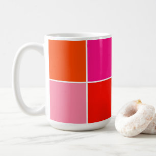Rosa und orange Quadrate Kaffeetasse