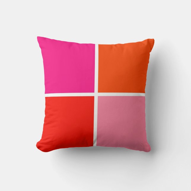 Rosa und orange Quadrate Kissen (Vorderseite)