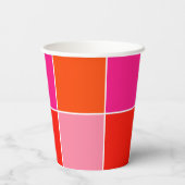 Rosa und orange Quadrate Pappbecher (Rückseite)