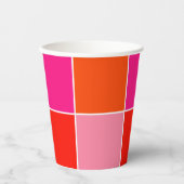 Rosa und orange Quadrate Pappbecher (Vorderseite)