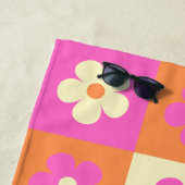 Rosa und orange Retro Blume BOHO Chic Blütenblume Strandtuch (Beispiel)