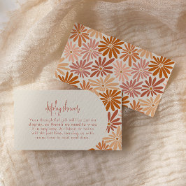 Rosa und orange Retro Blütendusche Begleitkarte