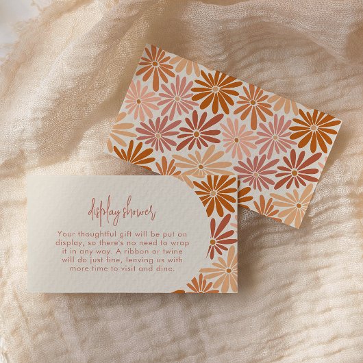 Rosa und orange Retro Blütendusche Begleitkarte