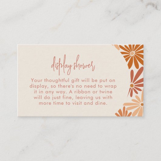 Rosa und orange Retro Blütendusche Begleitkarte (Vorderseite)