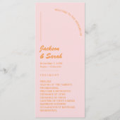 Rosa und orange Retro Disco Hochzeit Programm (Vorderseite)