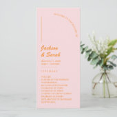 Rosa und orange Retro Disco Hochzeit Programm (Stehend Vorderseite)