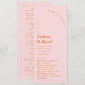 Rosa und orange Retro Disco Hochzeit Programm (Vorne/Hinten)