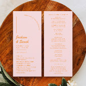 Rosa und orange Retro Disco Hochzeit Programm