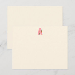 Rosa und Orange Retro-Monogramm Anfangsbuchstabe L Mitteilungskarte