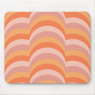 Rosa und orange Retro-Stil-Kurvenmuster Mousepad