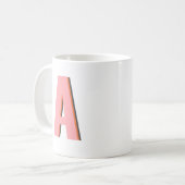 Rosa und orange Retro-Typografie-Monogramm-Initial Kaffeetasse (Vorderseite Links)